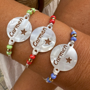 Pulsera chapa acetato nacar Carmen